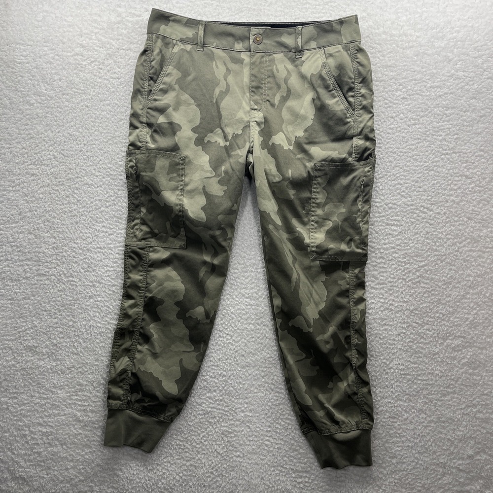 Prana Pants Womens 8 Green Jogger Camo Hiking Camping Training Active Grunge Fit